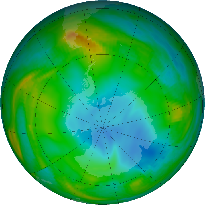 Antarctic ozone map for 30 June 1989